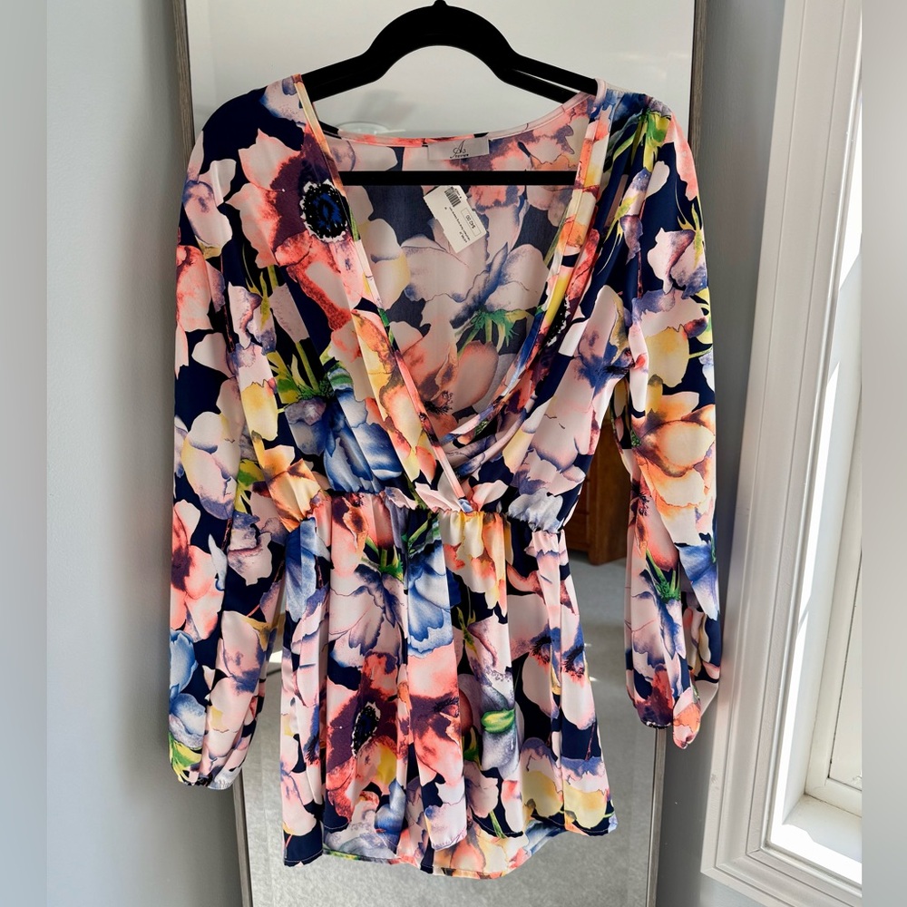 Long sleeve floral romper